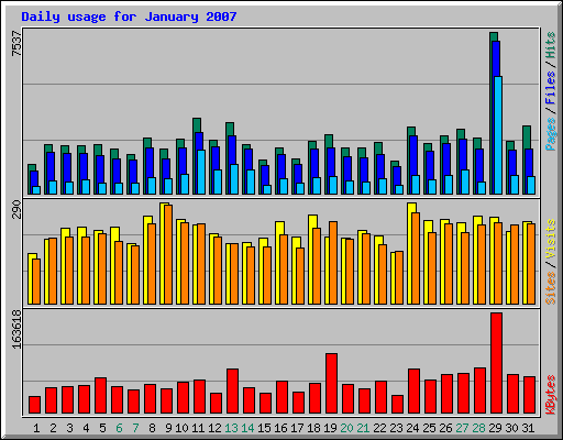 Daily usage for January 2007