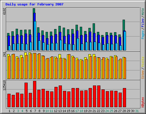 Daily usage for February 2007
