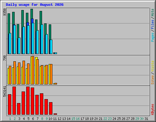 Daily usage for August 2026