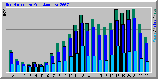Hourly usage for January 2007