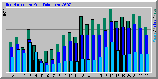 Hourly usage for February 2007