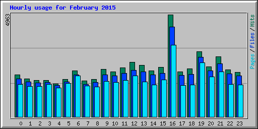 Hourly usage for February 2015